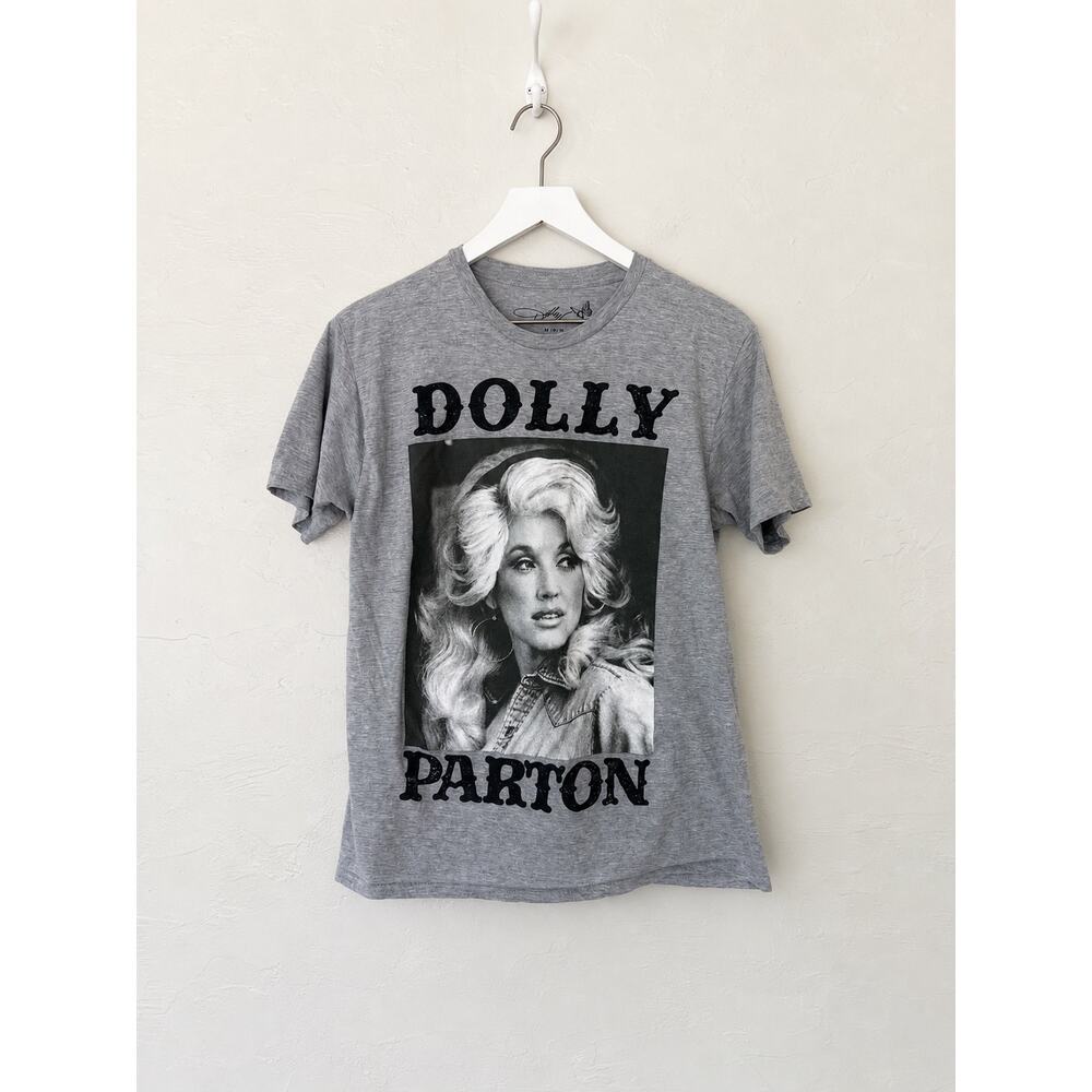 Dolly Parton Womens M Gray Portrait Graphic T Shirt Country Music Tee